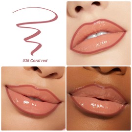 KISSIO Lip Liner, Peel Off Lip Liner, übertragungsbeständig, langlebig und wasserfest, Lippenfarbe, natürliche Make-up-Tönung, matte Oberfläche, Korallenrot