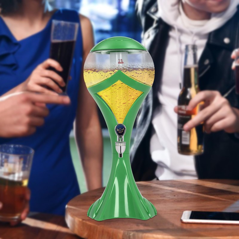 SHZICMY Green 3L Liquor Tower Dispenser, Iced Beverage Dispenser with