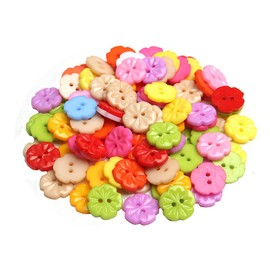 Acxico 100Pcs Flower Plastic Buttons 1/2'' (15mm) Craft, Multi-Color (YY879)