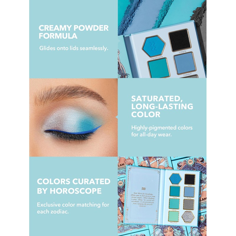 SHEGLAM Glitter Metallic Eyeshadow Palette 8-Color High Pigment Silver Blue