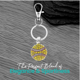 Sportybella Softball Keychain, Clip-On Zipper Pull with Softball Design, Sports Accessories & Gifts for Girls, Players, and Teams