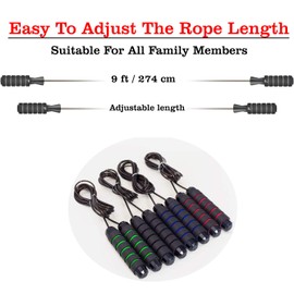 Zoogamo Tangle-Free Rapid Speed Adjustable Steel Jump Rope Workout with Foam Handles for Women, Men, and Kids Workout Gym Aerobic Exercise & Fitness (Black/Green)