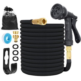 Cunbayi Flexibler Gartenschlauch Ausziehbarer Wasserschlauch f1r Bew?sserung, Gartenreinigung, Autow?sche, Gie?en | 1/2 und 3/4 Zoll Verkupferungsanschl1sse (Schwarz, 15M)