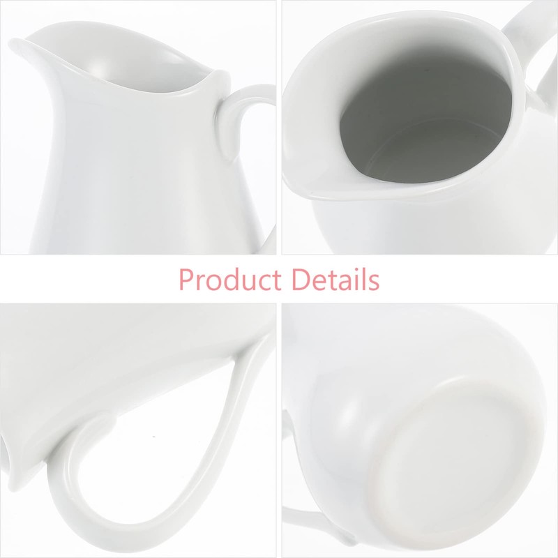 White Ceramic Creamer with Handle Coffee Milk Creamer Pitcher Serving