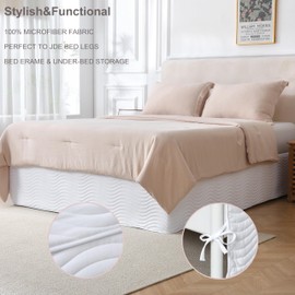 Bed Skirt with 35.5 Centimeter Drop, Easy Fit Wrap-Around Cover for Bed, Wrinkle-Free and Fade-Resistant Box Spring Cover (White Waves, King)