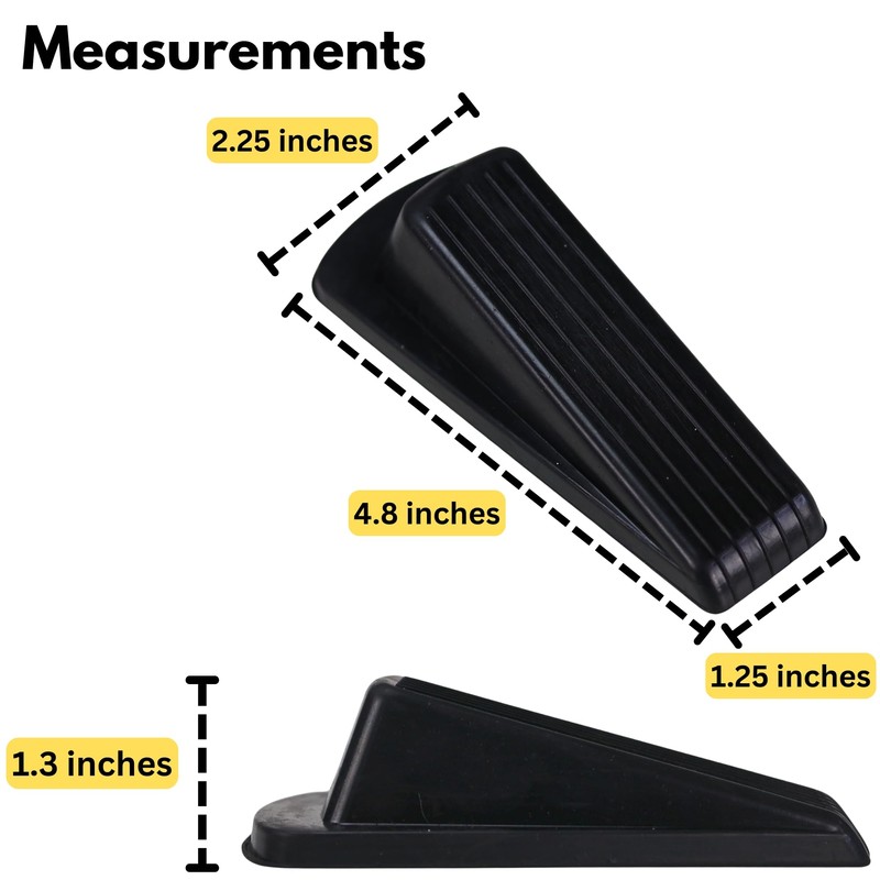 Harrier Hardware 4-Pack Heavy Duty 5-Inch Rubber Grip Wedge Doorstops,