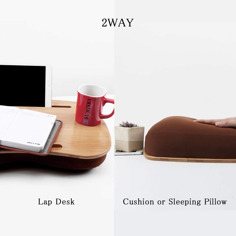 SUMISKY Lap Desk-Portable Laptop Table with Bamboo Platform Phone Holder