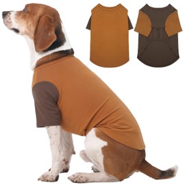 IKIPUKO 2 Pack X-Large Dog Shirts - Breathable Lightweight Basic Tees, Durable Moisture-Wicking Clothes for Beagle, Bullmastiff, Sleeping Hot Summer Day Outdoor Activities, Travel, Seaside, Brown