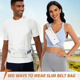 WHIPPY Running Belt for Phone Bag Running Gifts for Women Fanny Pack for Men Elastic Runners Money Belt Phone Holder Hiking Waist Pack, White