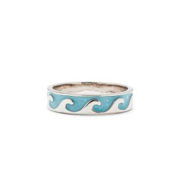 Pura Vida Silver-Plated Reversible Enamel Wave Ring - Brass Band Design - Size 5