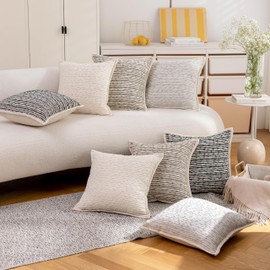 Home Brilliant Brwon Pillow Cover 18x18 Throw Pillow Covers Set of 2 for Couch Chair Bed Office Decor Soft Chenille Strip 45x45cm Pillowcases, 18 x18inch, Dark Brown