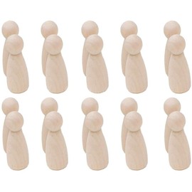 POFET 20 pieces natural unpainted female male small wooden peg doll body for DIY crafts colour carved - girls 35 mm