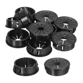 uxcell 10Pcs Cable Grommets, Snap Bushing Grommet for Holes with 1.26"(32mm) Mounting, Round Nylon Snap in Cable Desk Grommet for Cables and Cords Management, Black