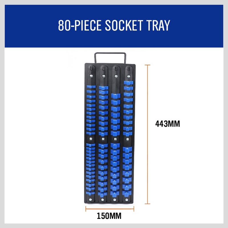 HORUSDY 80-Piece Heavy Duty Socket Organizer, 1/4-Inch, 3/8-Inch, 1/2-Inch, Premium