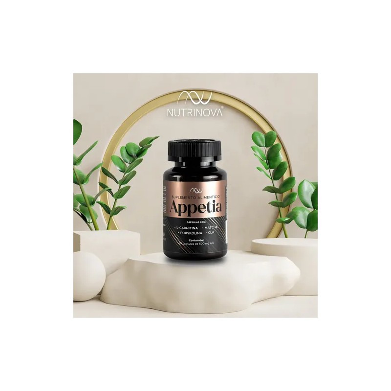 Suplemento Nutrinova Appetia Cápsulas L-Carnitina Matcha Forskolina CLA