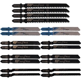 20Pcs Jigsaw Blades Set for Bosch, Dewalt, Ryobi, Makita, Milwaukee, T-Shank Jigsaw Blade Set, Jig Saw Blade Wood, Fast Cut HCS/HSS Jigsaw Blades for Wood, Plastic and Metal