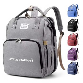 Little Stardust Baby Diaper Bag Backpack With Changing Station, Water-Resistant Grey Travel Tote For Moms And Dads, Featuring Spacious Compartments And A Multi-Function, Practical Design For Parents