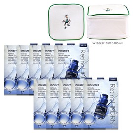 Innisfree Retinol PDRN Skin Booster Ampoule Gel Mask (25mL) 10 sheets + Play Green Cosmetic Pouch (Green) / 이니스프리 레티놀 PDRN 스킨부스터 앰플 겔 마스크 (25mL) 10매+플레이그린 화장품 파우치 (그린)