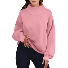 ANRABESS Womens Oversized Sweatshirts Turtleneck Pullover Long Sleeve Hoodies Tops 2025 Fall Fashion Preppy Outfits Light Pink-L