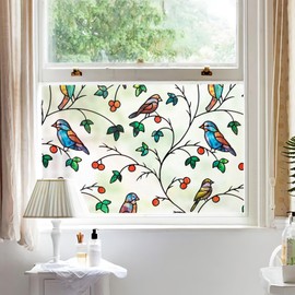 DKTIE Retro Stain Glass Window Film for Glass Bas-Relief Texture 2nd Generation Frosted Film Two-Way Privacy Day and Night 3D Static Stained Glass Cling Tint (G628, 35.4" x 78.7")