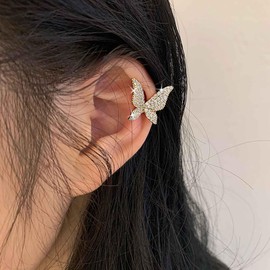 Yheakne Boho Cz Schmetterling Ohrringe Gold Cz Schmetterling Ohrstecker Kristall Schmetterling Clip On Ohrringe Schmetterling Ohne Ohrstecker Schmuck Für Frauen Und Mädchen(links)