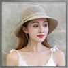 [バズ セレクション] 帽子 サンハット 細編みリボン付き 顎紐 折り畳み可能 通気性 UVカット レディース
