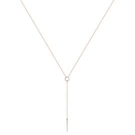 Elli Geo Trend Minimal Y-Chain Necklace 925 Sterling Silver, Silver, Rose-Gold