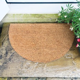 My Mat Plain Coir Half Moon Door Mat, Perfect for Indoor and Outdoor Use, Large Welcome Mat for Front Door, Entryway and Patio 45x75cm
