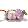 Purple Onion Shaped Ceramic Salt Cellar with Lid and Spoon,