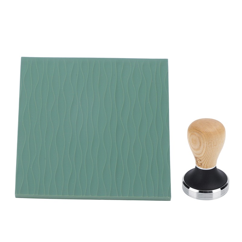 Coffee Tamper Set 58mm Beech Handle Coffee Hammer Embossed Tamping