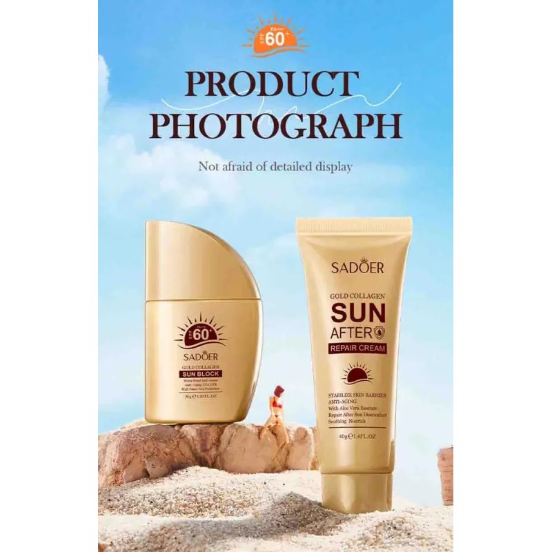 Kit De Protector Bloqueador Solar Gold Colágeno Sadoer Spf60