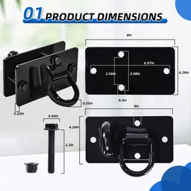 ZXFUTURE 2 Pack Grade 70 Forged Steel Tractor Bucket Hooks with Tie Down Rings, Bolt-On Grab Hook and Tow Hook Mount (Backer Plate Included), 15,000 lbs Capacity – Fits RV, UTV, Truck, Black