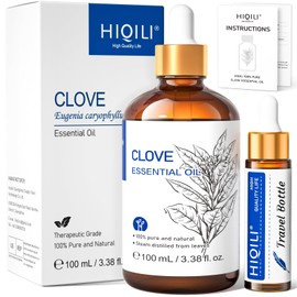 HIQILI 100ML Clove Oil for Teeth and Gums, Tooth Aches, Spray, Aromatherapy, 100% Pure Natural - 3.38 Fl Oz