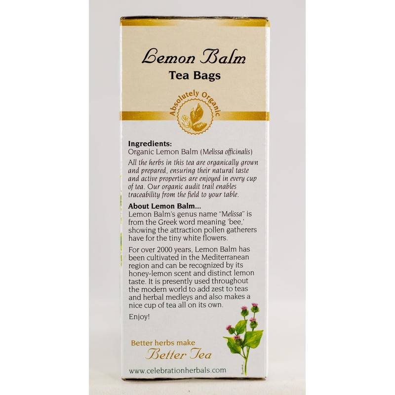 Celebration Herbals Lemon Balm Tea Bags, 24 Count