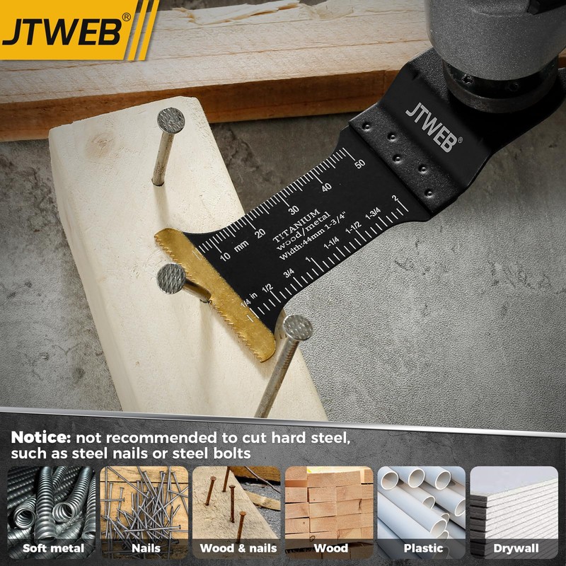 JTWEB 15PCS Titanium Oscillating Saw Blades, Multitool Blades Oscillating Tool