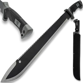 Bushmaster Stainless Steel Sawback Blade | High-Impact TPU Handle | Includes Nylon Sheath (Machete)