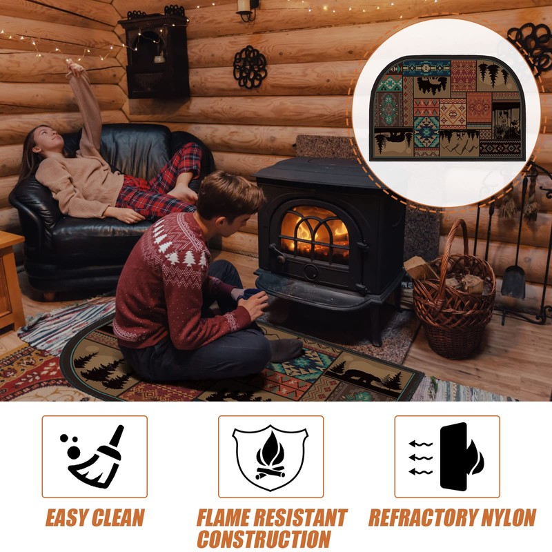 Demissle Fireplace Hearth Rug Fireplace Mats Cabin Southwestern Fireproof Fire