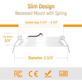 Obeaming 8 Pack 12 Volt LED Puck Light 2.75” RV Recessed Mount Ceiling Light for Camper Van Truck Boat Interior Ceiling Kitchen Cabinet Lighting CRI 93 (Pearly White/Warm White)