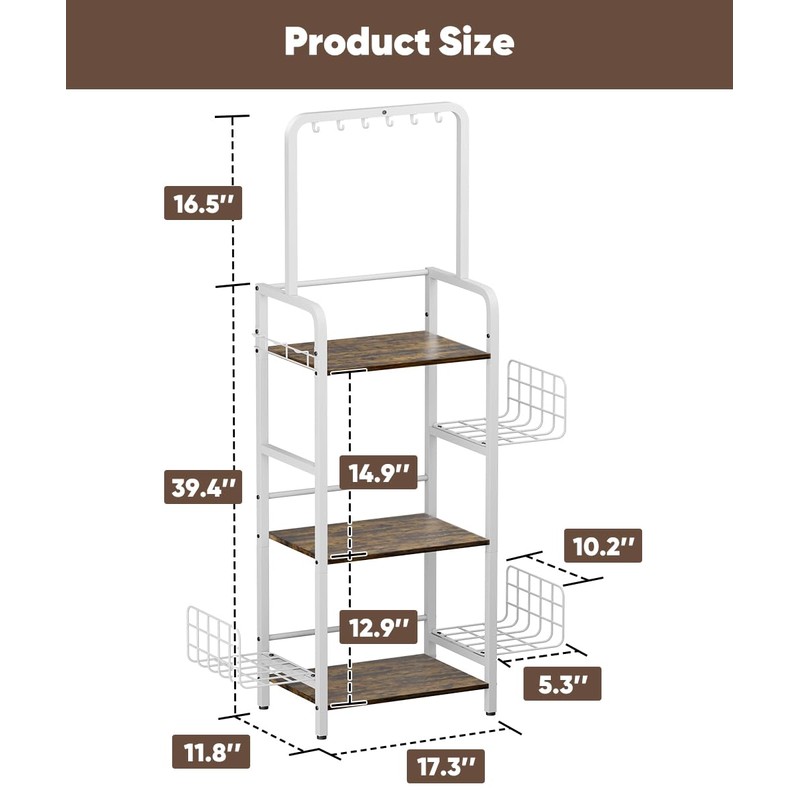 Tuohours 3-Tier Tall Purse Organizer Rack Stand, Floor-Standing Bag Storage