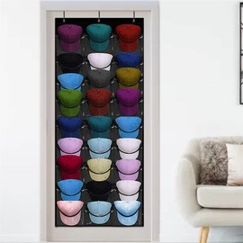 gofidin 24 Pockets Baseball Hat Rack, Baseball Cap Hanging Bag Cap Storage Holder Hanging Over the Door Wall Mount Bag Space-saving Hat Holder Organizer for Bathroom Closet