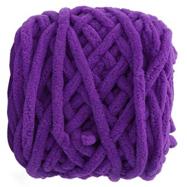 Thick Quick Yarn, Single Thick Terylene Ice Strip Quick Yarn Needle Knitting Woven Blanket Slipper Line Coarse Wool Woven Crochet Thread Blanket Yarn Big Ball for Weave Scarves(Purple)