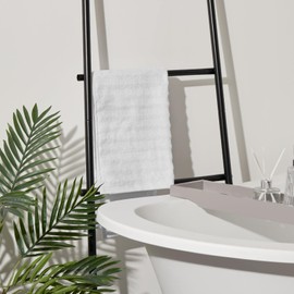 Highams 100% Cotton Ribbed Textured Towel 500gsm Hotel Quality Highly Absorbent Bathroom Accessories Towel White