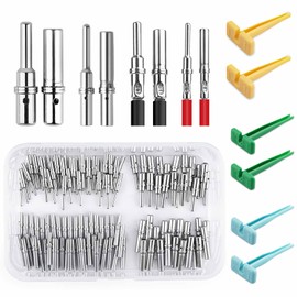 JRready ST6446 Deutsch Solid Pin Kit, Barrel Style Contacts Size 16# 12# Male Female Terminal for DT,DTP,DTHD,HD Series Connector with Deutsch Pin Extractor Tool