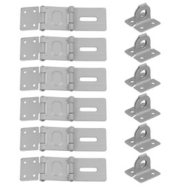 Artibetter 6 Pack 5.8" 90 Degree Heavy-Duty Iron Padlock Hasp Latch-White Security Lock with Smooth Finish Heat/Scratch Resistant Easy Install for Doors, Gates, Cabinets & Office