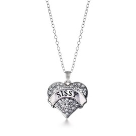 Inspired Silver - Sissy - Silver Necklace for Women - Pave Heart Pendant Chain Necklace Jewelry Gift with Cubic Zirconia - Women's Necklace Charm with Lobster Claw Clasp