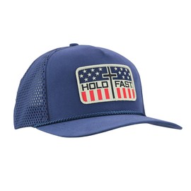 Hold Fast Kerusso Patriotic America Flag and Cross Patch - One Size Fits Most - Blue Cotton - Men's Everyday Baseball Cap with Adjustable Mesh Back