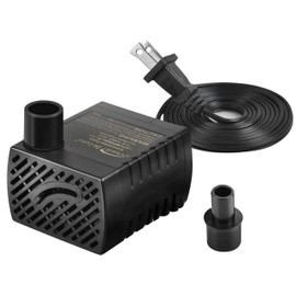 Simple Deluxe 80 GPH Submersible Water Pump (300L/H, 3.6W), Ultra Quiet Fountain Pump with 2.6 ft, 2 Nozzles for Aquarium, Pool, Hydroponics, Black
