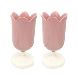 Htppzjr 2Pcs Pen Holder for Desk, Plastic Tulip Pen Holder Cute Stationery Organizer Pencil Stand Case Pencil Cups Desktop Decoration Pencil Holders (Pink)