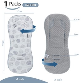 Baby Pushchair Seat Liners,Universal Double-Sided Pram Seat Liner,Baby Stroller Liner Pad Seat Cover Seat Cushion for Toddler Infant,Reversible for Pushchairs & Strollers,37x80cm(Gray Leaves)