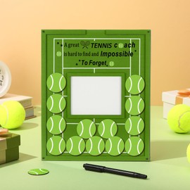 Yuntau Tennis Frame Coach Gift with Wood Chips Signature Pen Graduation Coach Frame Tennis Plate Plaque for Thank You Gift Sports Teacher